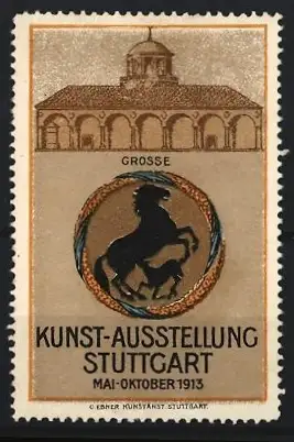 Reklamemarke Stuttgart, Grosse Kunst-Ausstellung 1913, springendes Pferd