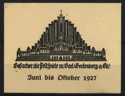 Reklamemarke Bad Godesberg, Festspiele 1927, Architekturmotiv