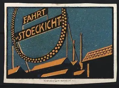 Reklamemarke Reifen von Stoeckicht, Riesiges Rad bei Nacht