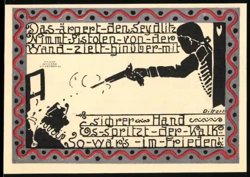 Notgeld Ohlau 1921, 50 Pfennig, Seemann mit Pistole und Schiff im Hafen