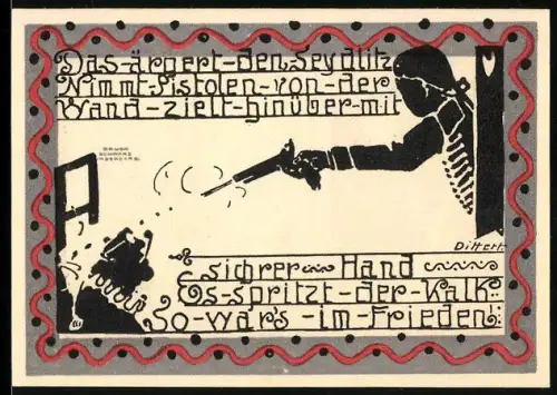 Notgeld Ohlau 1921, 50 Pfennig, Skelett mit Hahn und General Seydlitz schiesst mit Pistole