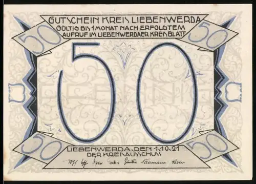 Notgeld Liebenwerda 1921, 50 Pfennig, Schlacht bei Mühlberg, Elbübergang Karls d. V.