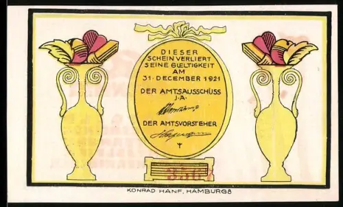 Notgeld Osterhorn 1921, 60 Pfennig, Mann mit Herz und Vasen mit Früchten