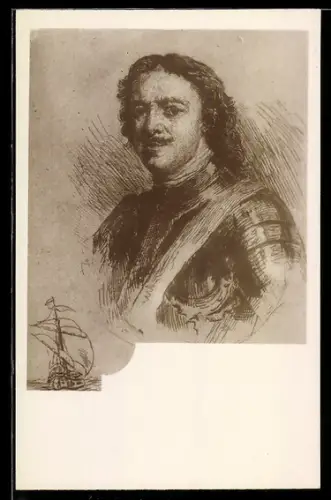 Künstler-AK Portrait des Zaren Peter I. von Russland