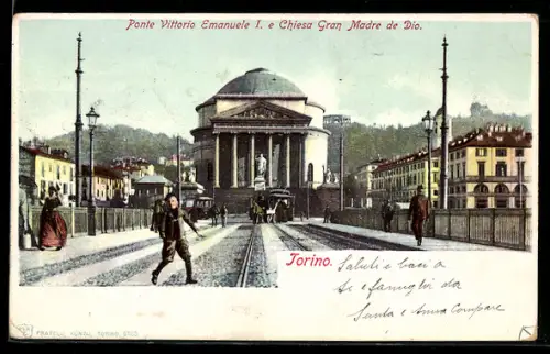 AK Torino, Ponte Vittorio Emanuele I e Chiesa Gran Madre de Dio