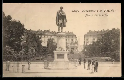 AK Torino, Monumento a M. D`Azeglio, Piazza Carlo Felice