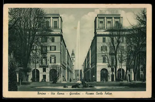 AK Torino, Via Roma, Giardini, Piazza Carlo Felice