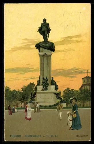 AK Torino, Monumento a V. E. II con passanti