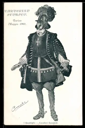 AK Torino, Carosello Storico, Maggio 1902, I Quadriglia, Cavalieri Savojaardi