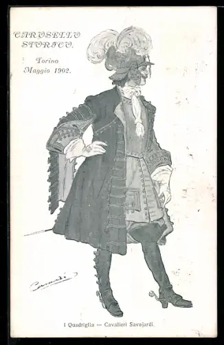AK Torino, Carosello Storico, Maggio 1902, I Quadriglia Cavalieri Savojardi