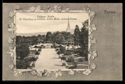 AK Torino, Palazzo Reale, Il Giardino e veduta della Mole Antonelliana