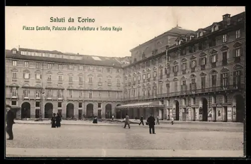 AK Torino, Piazza Castello, Palazzo della Prefettura e Teatro Regio