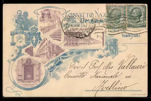 AK Torino, Convitto Nazionale Umberto I con illustrazioni dettagliate, Viadele Scuole I