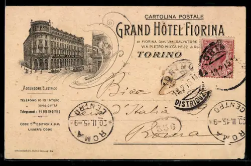 AK Torino, Grand Hôtel Fiorina con ascensore elettrico, Via Pietro Micca 22