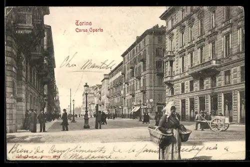 AK Torino, Corso Oporto con passanti e edifici storici
