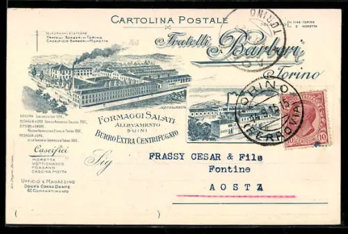 AK Torino, Fratelli Barberi, illustrazioni del caseificio e prodotti caseari