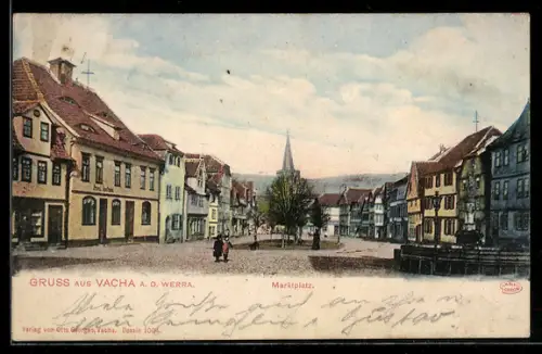 AK Vacha a. d. Werra, Marktplatz mit Brunnen