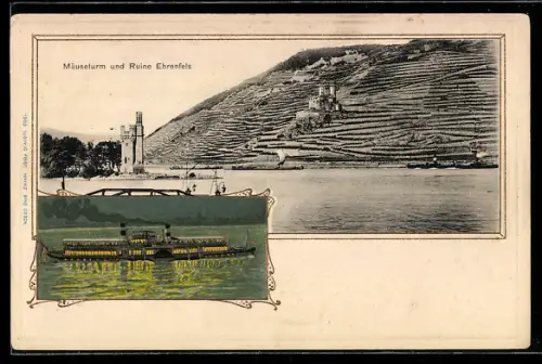 AK Mäuseturm und Ruine Burg Ehrenfels