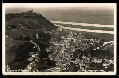 AK Bogen a. d. Donau, Teilansicht, Fliegeraufnahme