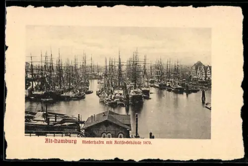 AK Alt-Hamburg, Niederhafen mit Accise-Gebäude 1870