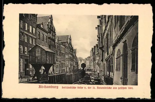 AK Alt-Hamburg, Holländische Kirche von der St. Annenbrücke aus gesehen 1884