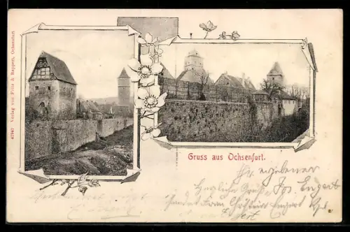 AK Ochsenfurt, Stadtmauer-Ansichten