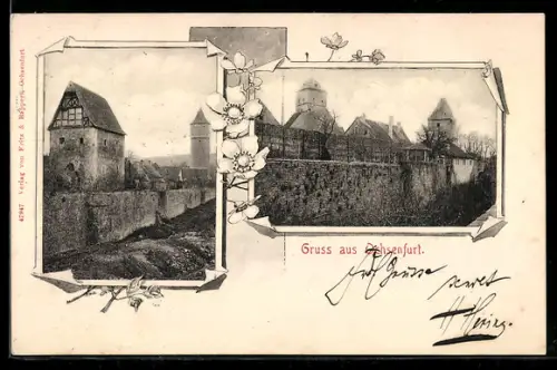 AK Ochsenfurt, Stadtmauer-Ansichten