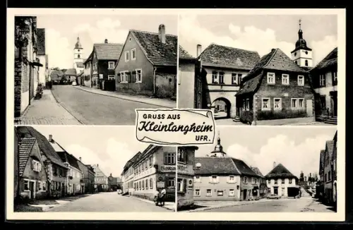 AK Kleinlangheim /Ufr., Gasthaus mit Strassenpartien und Kirchturm