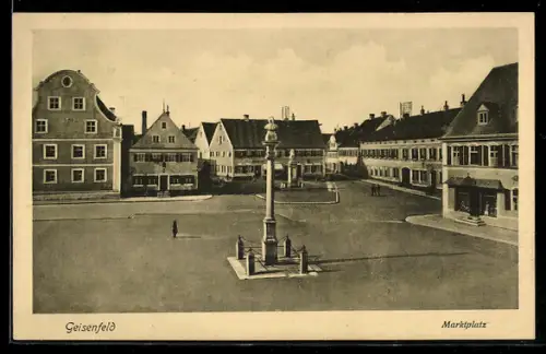 AK Geisenfeld, Marktplatz mit Denkmal