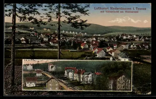 AK Niedernhausen i. T., Ortsansicht mit Villenviertel am Waldesrand