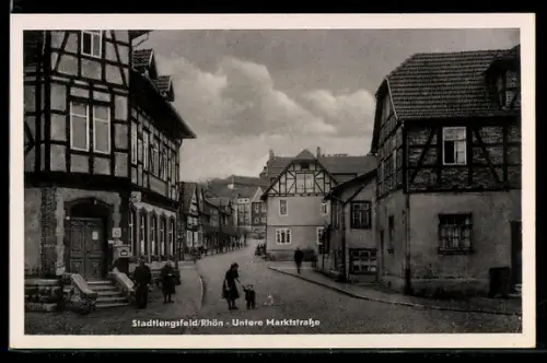 AK Stadtlengsfeld /Rhön, Untere Marktstrasse mit Anwohnern