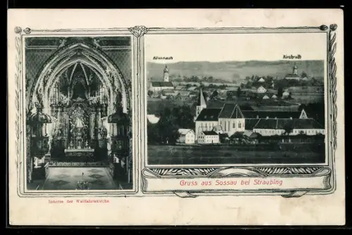 AK Sossau bei Straubing, Kirche, Kössnach und Kirchroth, Innenansicht der Wallfahrtskirche