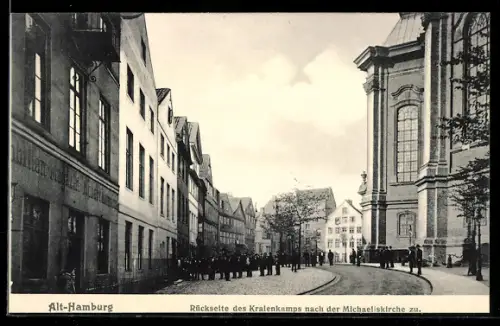 AK Hamburg-Neustadt, Krayenkampstrasse in Richtung Michaeliskirche