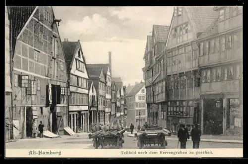 AK Hamburg-Neustadt, Teilfeld nach dem Herrengraben zu gesehen