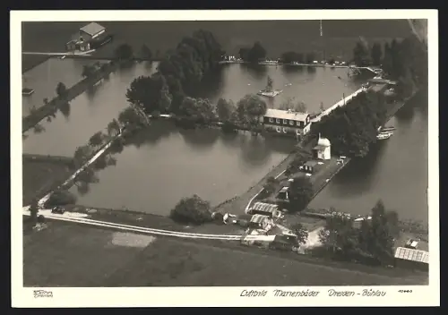 Fotografie Walter Hahn, Dresden, Ansicht Dresden-Bühlau, Die Marienbäder aus der Luft