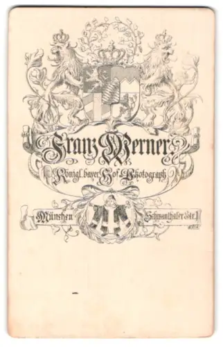 Fotografie Franz Werner, München, königlich bayerisches Wappen mit Münchner Kindl