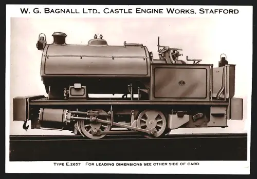 Fotografie britische Eisenbahn, Dampflok Type E 2657, W.G. LTD Castle Engine Works Stafford