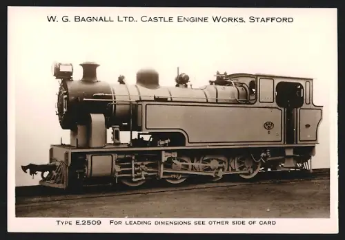 Fotografie britische Eisenbahn, Dampflok Type E 2509, W.G. LTD Castle Engine Works Stafford