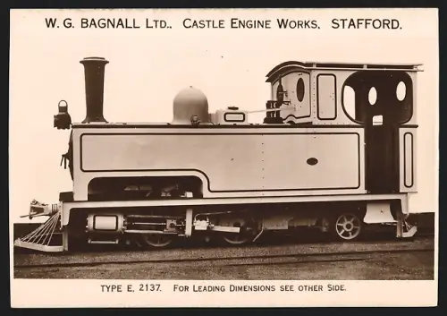 Fotografie britische Eisenbahn, Dampflok Type E 2137, W.G. LTD Castle Engine Works Stafford