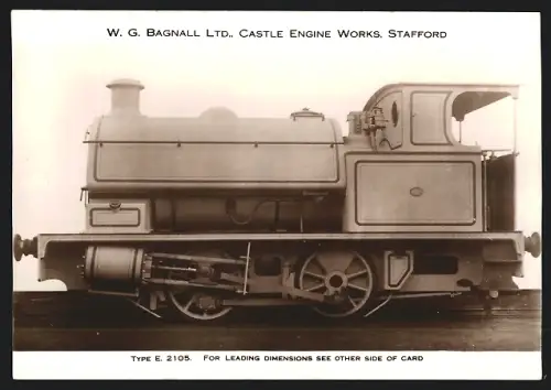 Fotografie britische Eisenbahn, Dampflok Type E 2105, W.G. LTD Castle Engine Works Stafford