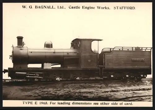 Fotografie britische Eisenbahn, Tender-Dampflok Powellite Type E 1965, W.G. LTD Castle Engine Works Stafford