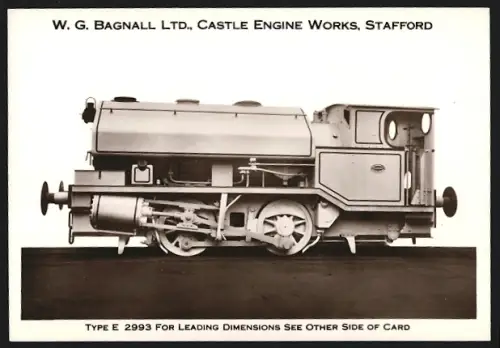 Fotografie britische Eisenbahn, Dampflok Type E 2993, W.G. LTD Castle Engine Works Stafford