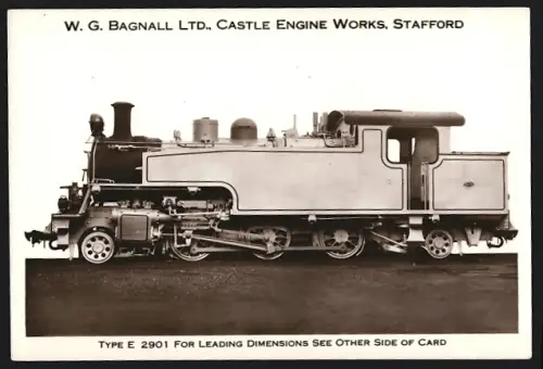 Fotografie britische Eisenbahn, Dampflok Type E 2901, W.G. LTD Castle Engine Works Stafford