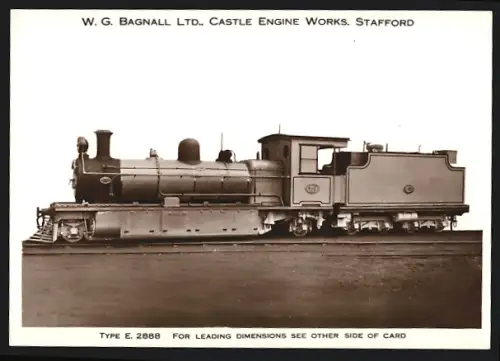Fotografie britische Eisenbahn, Tender-Dampflok Type E 2888, W.G. LTD Castle Engine Works Stafford