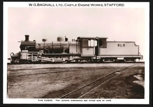 Fotografie britische Eisenbahn, Tender-Dampflok BLR Type E 2600, W.G. LTD Castle Engine Works Stafford