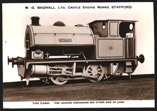 Fotografie britische Eisenbahn, Kleinbahn Dampflok Type E 2450, W.G. LTD Castle Engine Works Stafford