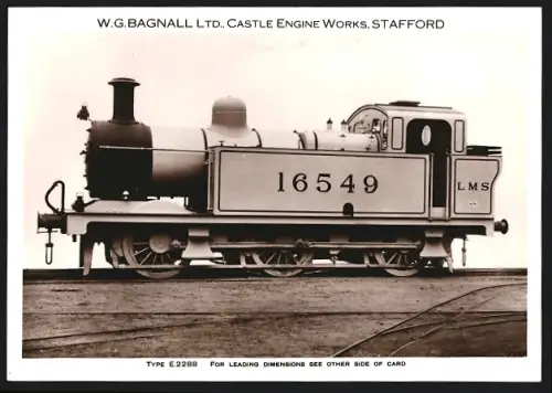 Fotografie britische Eisenbahn, Dampflok LMS 16549 Type E 2288, W.G. LTD Castle Engine Works Stafford