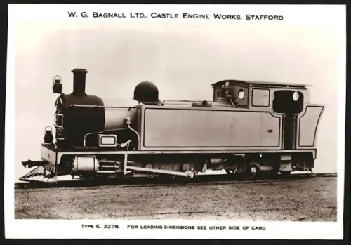 Fotografie britische Eisenbahn, Dampflok Type E 2278, W.G. LTD Castle Engine Works Stafford