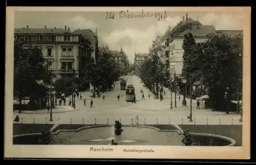 AK Mannheim, Strassenbahnen in der Heidelbergerstrasse