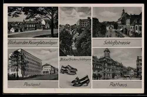 AK Pirmasens, Rathaus, Postamt, Schlossstrasse, Schuhe